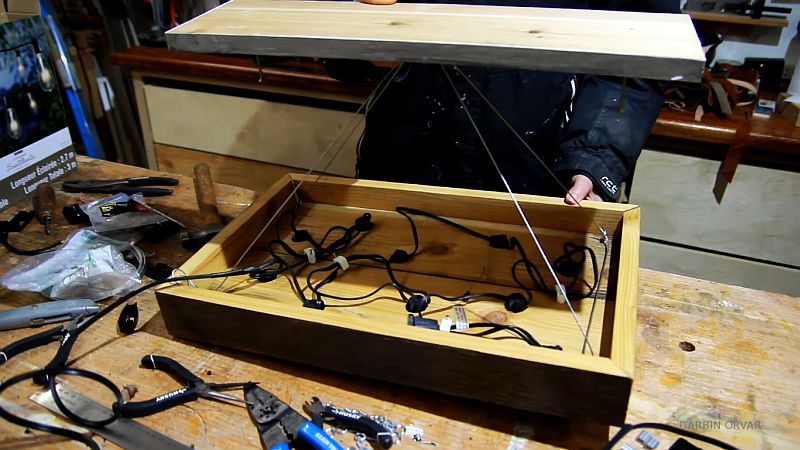 The Barn wood box for attaching the string lights 