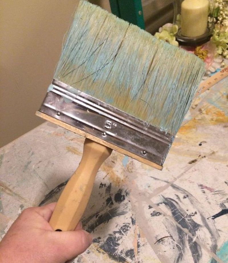 Simple brush can be used for chalk painting furniture in different colors 