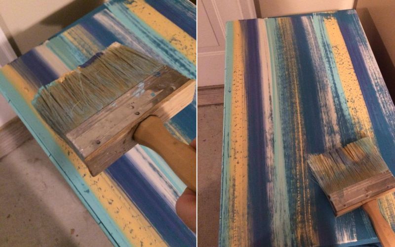 paint the furniture in lined patterns 