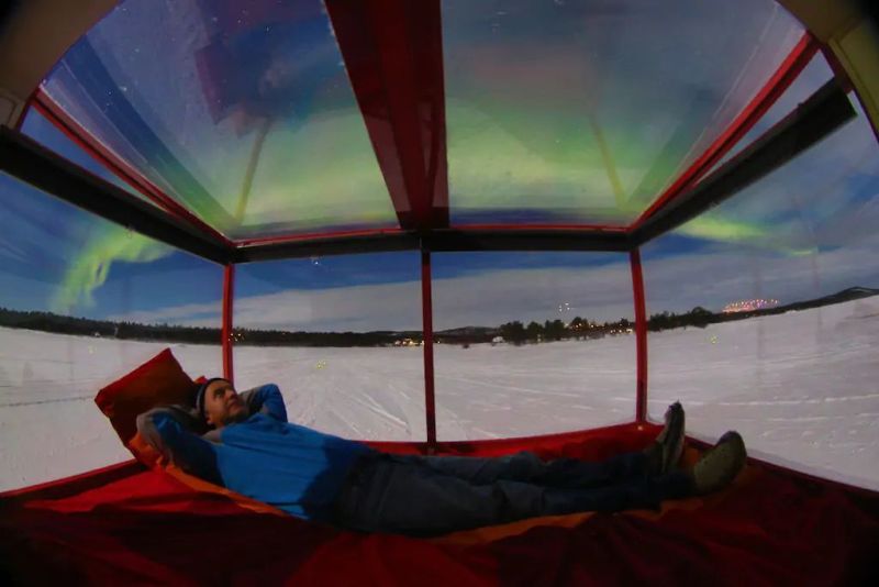 Mobile cabins on Lake Inari, Finland