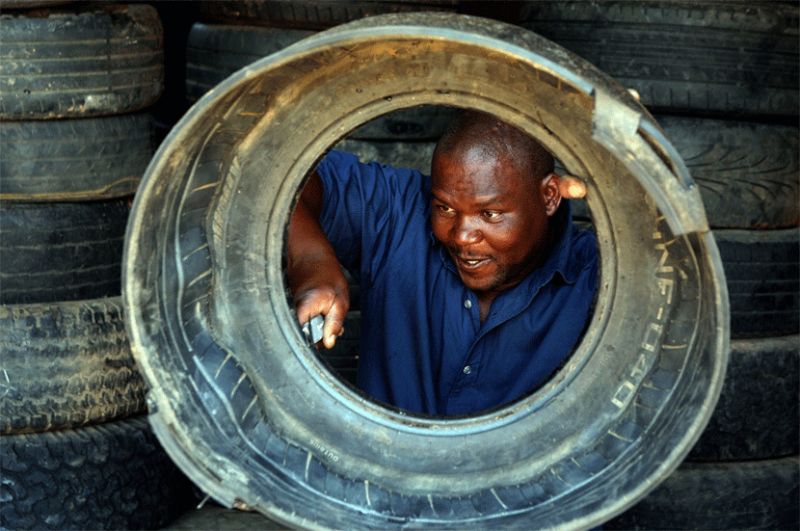 Recycled tyres furniture by Thabo Maringa 