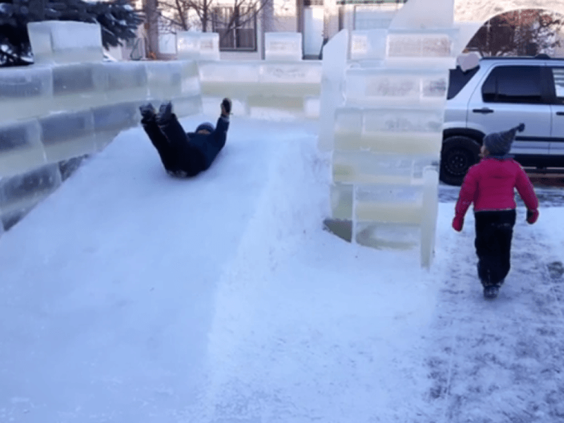 Red deer dad builds ultimate ice castle in front yard for his little kids 