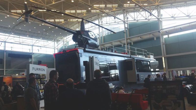 ces 2017 furrion elysium luxury rv comes with a mini helicopter