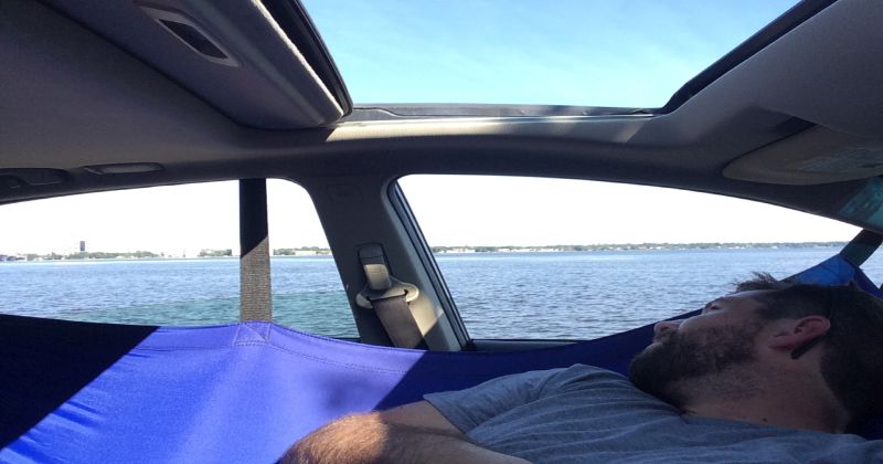 Car Hammock Turns Your Vehicle Into a Comfortable Sleeping Place