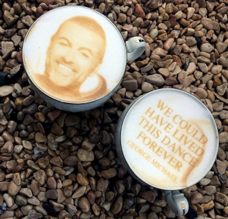 George Michael's face on coffee