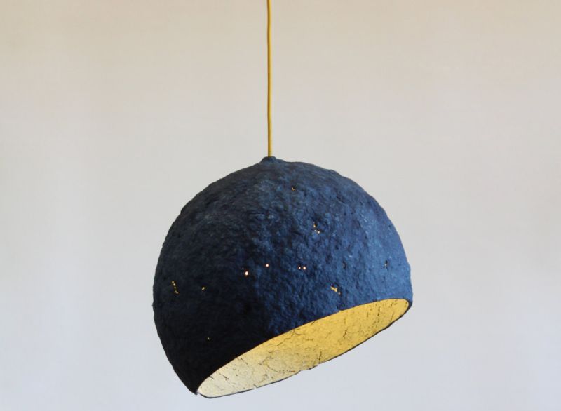 Pluto paper pulp lamp by Crea-re is handmade in Spain