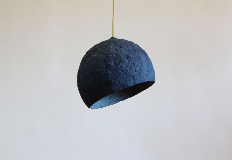 Pluto paper pulp lamp by Crea-re is handmade in Spain