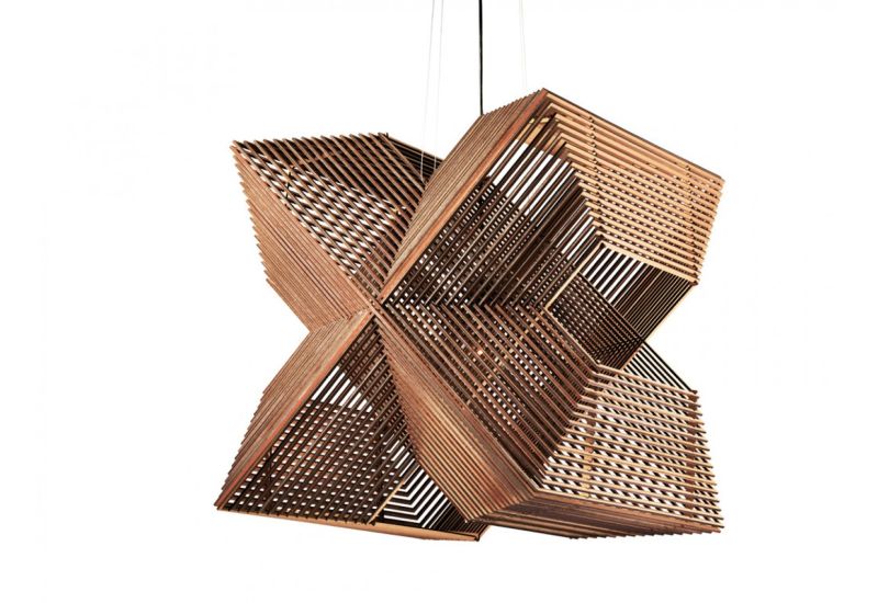 The Angles pendant lamp is perfect harmony of laser-cut wooden rectangles