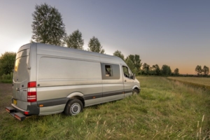 This camper van conversion accommodates a family of four