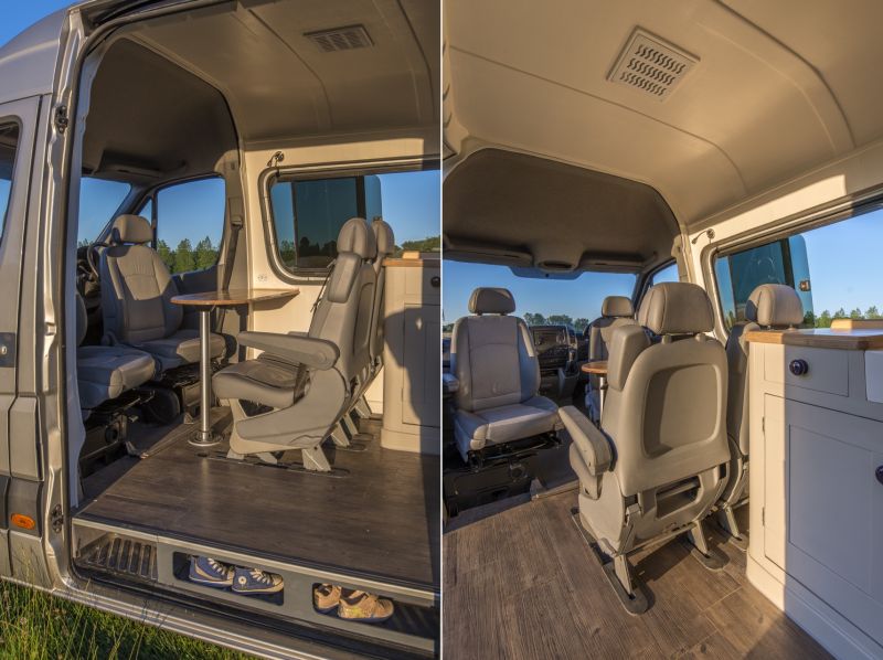 This camper van conversion accommodates a family of four 