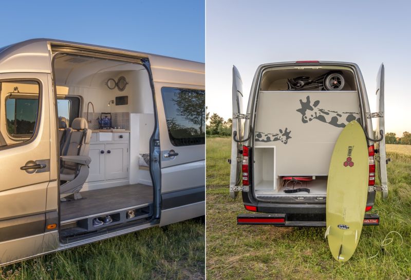 This camper van conversion accommodates a family of four 