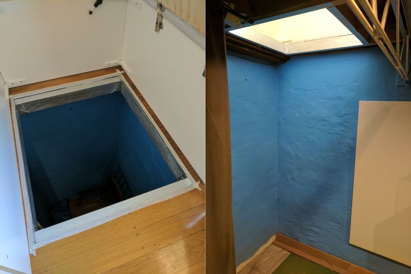 This couple builds a secret staircase to the basement home theater 