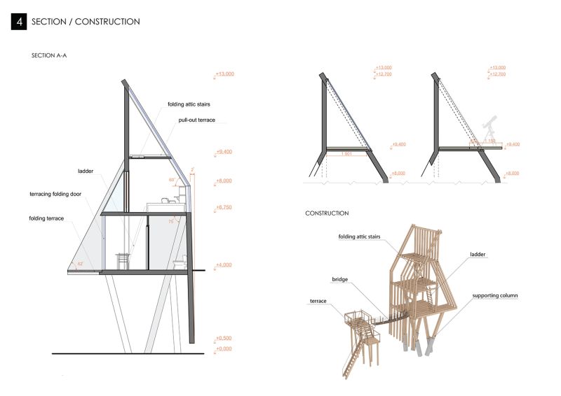 Treehouse with climb wall 