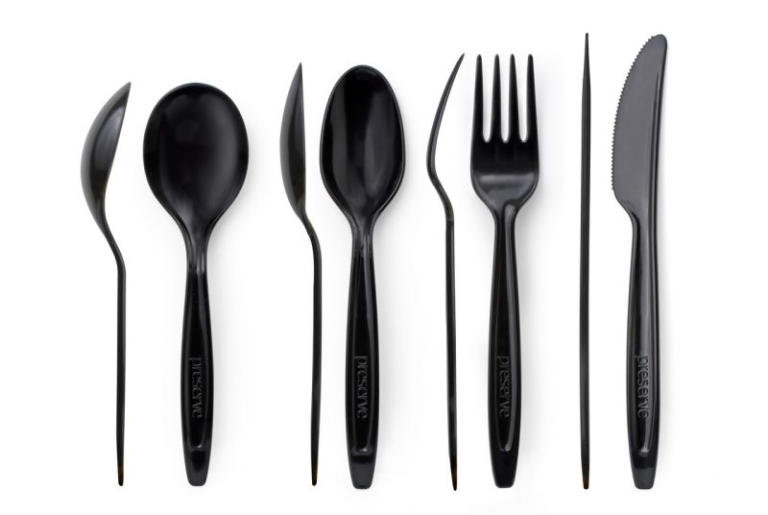Preserve branded recycled plastic cutlery designed for a singleuse