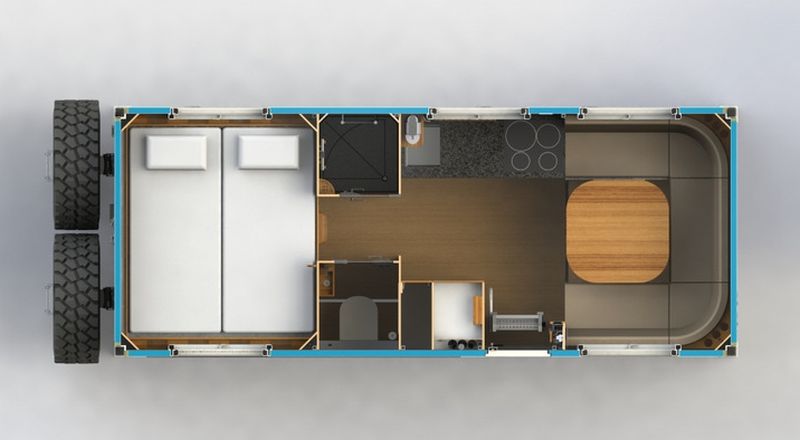 Container-shaped housing units by Bliss Mobil are perfect for outdoor expeditions