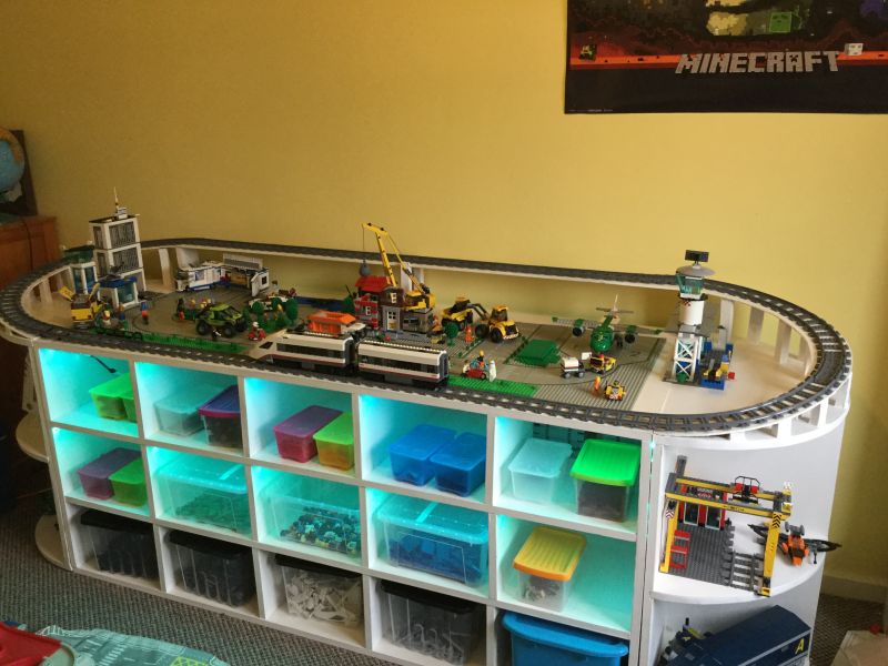 Train and lego table with storage sale