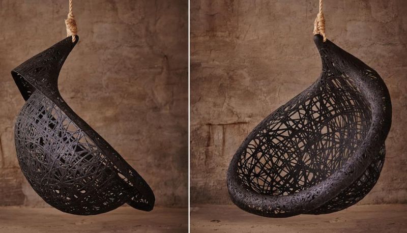 Ibis basalt hanging chair by Raimonds Cirulis