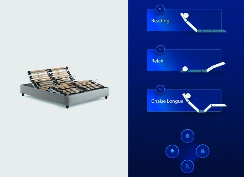 Motion 4 mattress support by Flou can be adjusted with smartphones