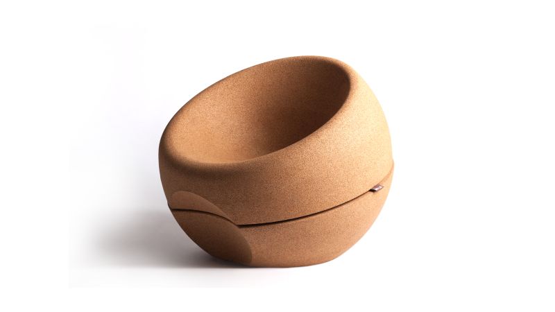 Spherical cork chair by Miguel Arruda