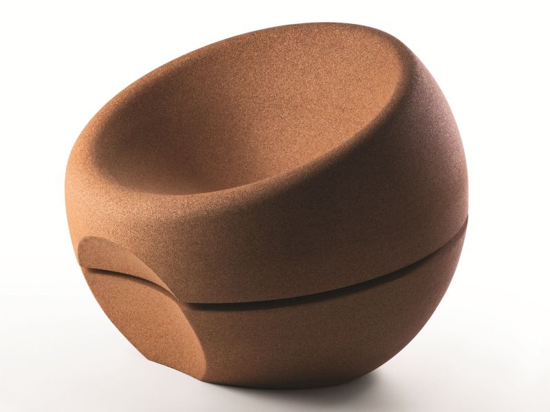 Spherical cork chair by Miguel Arruda