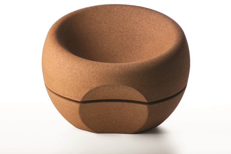 Spherical cork chair by Miguel Arruda