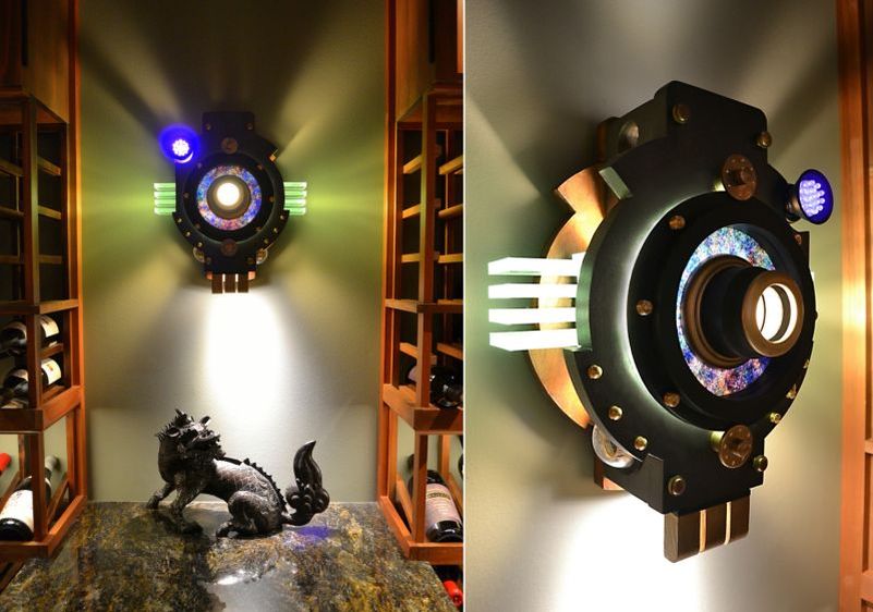 Art Donovan designs cool steampunk lamps for a wine cellar in Wisconsin_4