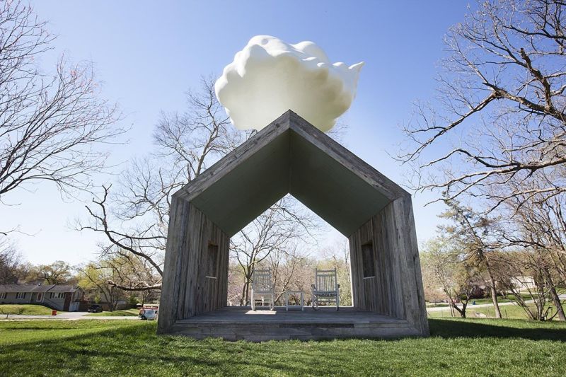 Cloud House: Reclaimed wood shed harvests rainwater to create artificial rainfall 