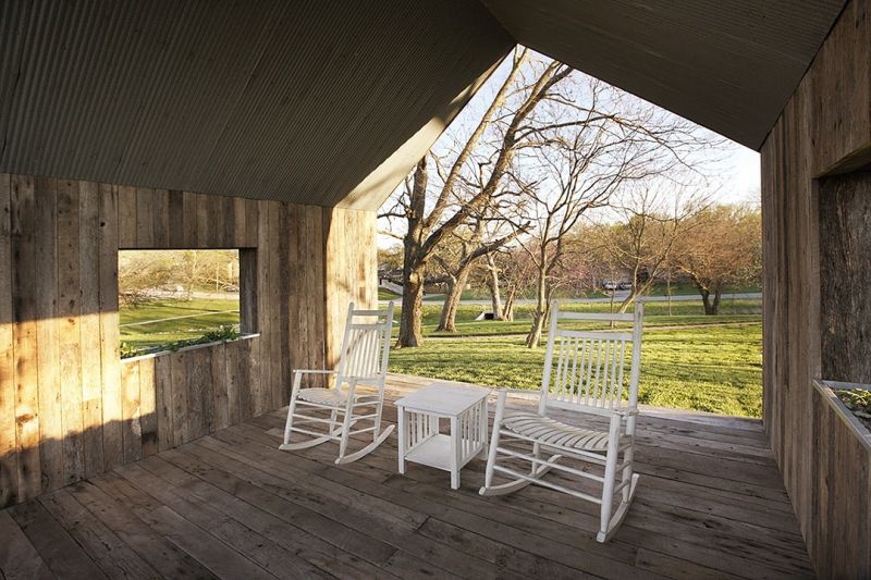 Cloud House: Reclaimed wood shed harvests rainwater to create artificial rainfall 