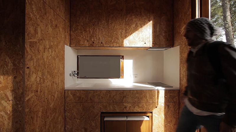 Ecocubo is prefab outdoor cabin made of cork 