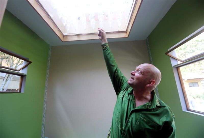 skylight with cut soda bottles 