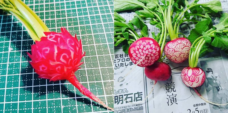 Japanese food artist Gaku carves appealing textures on fruits and vegetables