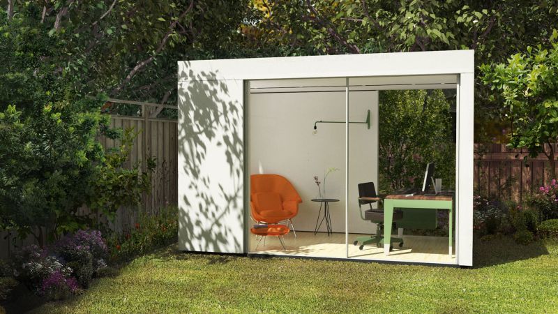 Prefab backyard cabin by Cover is made of pre-insulated steel panels 