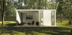 Prefab backyard cabin by Cover is made of pre-insulated steel panels