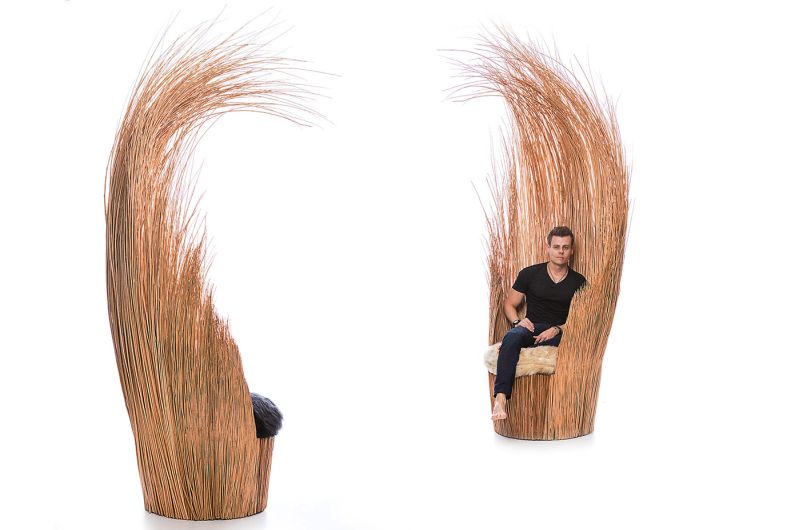 Savanna wicker branches chair by Tiago Curioni