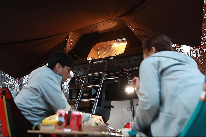 Skycamp rooftop tent by iKamper can be setup in seconds 