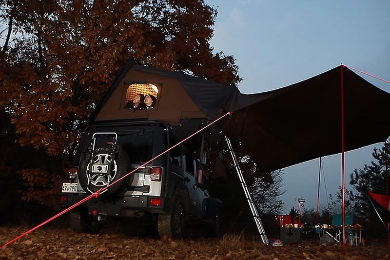 Skycamp rooftop tent by iKamper can be setup in seconds 