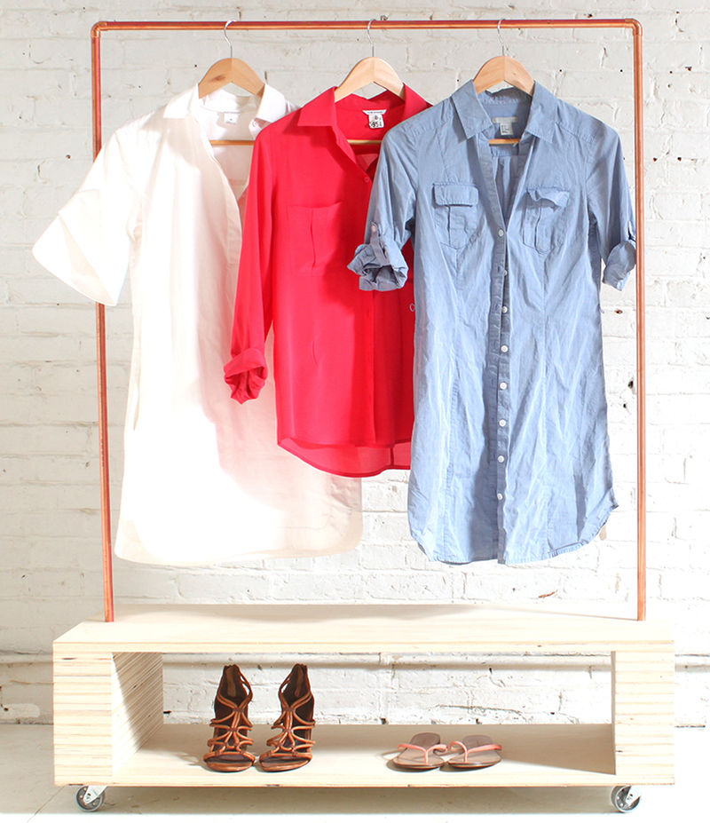 Easy to build DIY rolling garment rack 