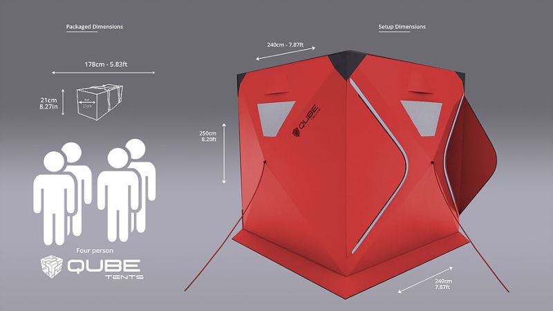 Qube quick pitch tents interconnect to expand campsite 