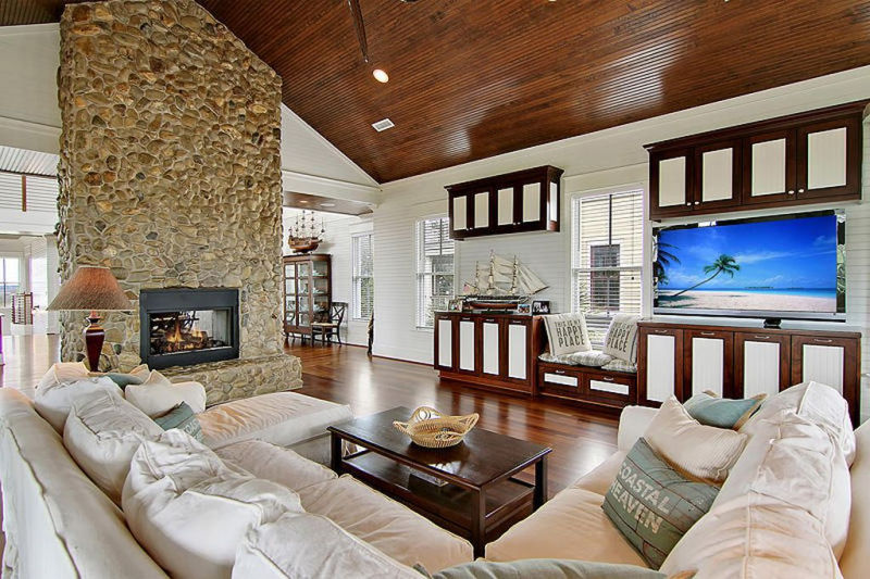 This oceanfront family home features indoor lighthouse