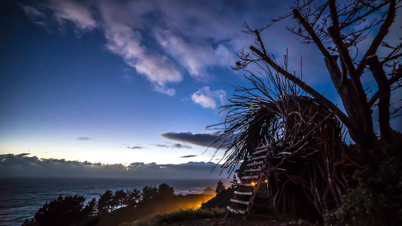 Twig Hut human nest at Treebones Resort, Big Sur, USA