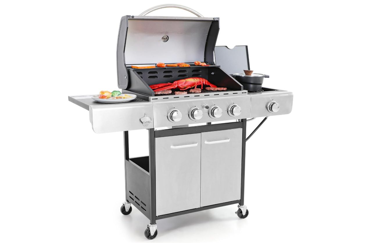 Captiva Designs 4-Burner Propane Gas Grill with Side Burner