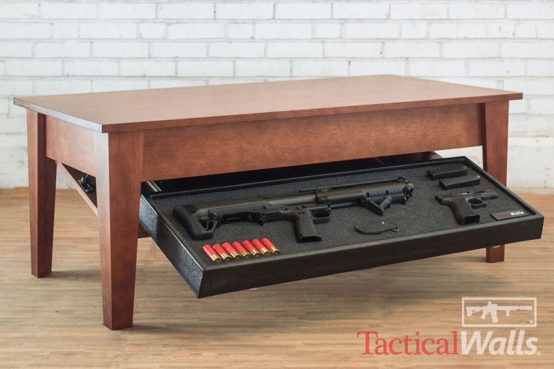 Coffee table that hides a smart safe by TacticalWalls