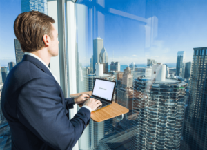 Deskview is a window-mounted adjustable standing desk