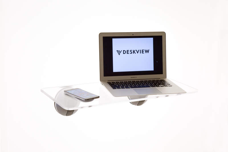 Deskview is a window-mounted adjustable standing desk 