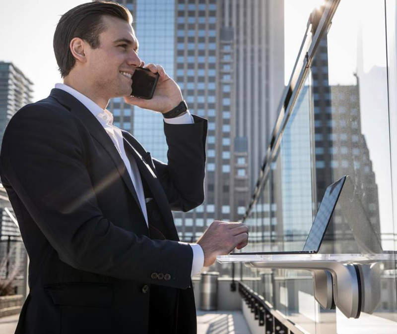 Deskview is a window-mounted adjustable standing desk 