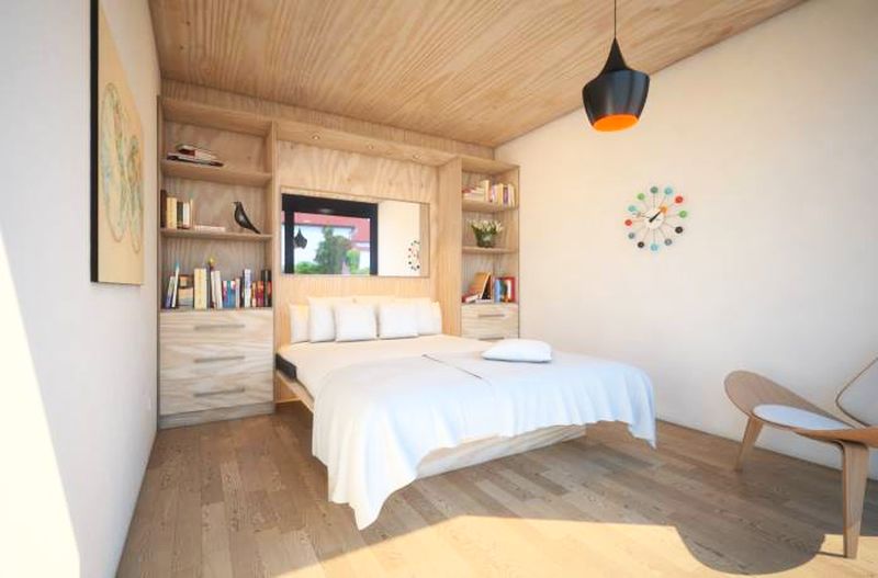 bedroom of a pod house