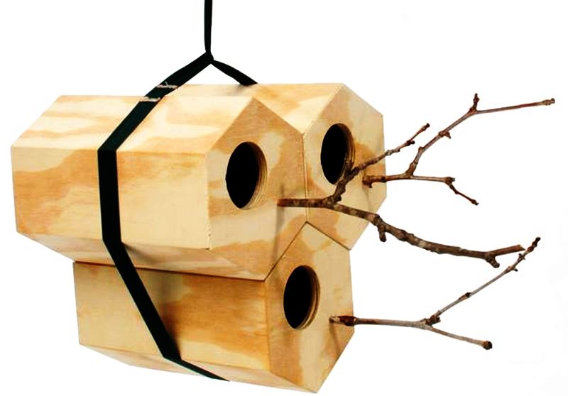 Wooden birdhouse design in hexagon shape