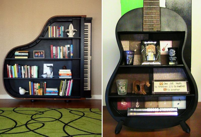 Music-themed wall shelves