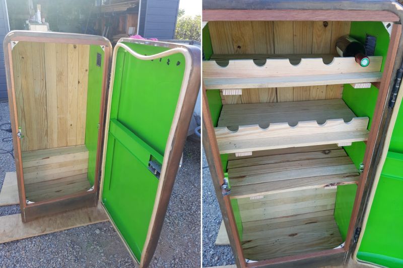 Wine cellar made out of old refrigerator....