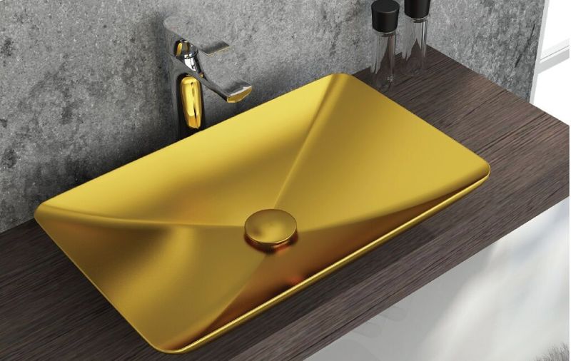 Sistema Vessel Basin Gold Glazed Ceramic